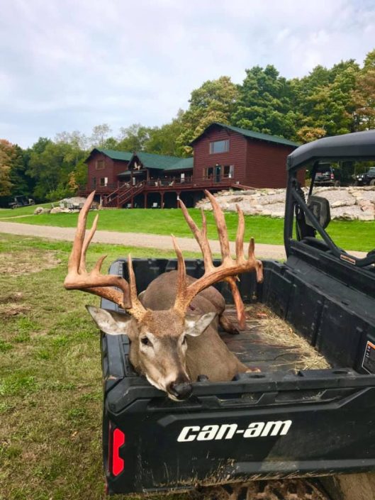 a truck loaded with a trophy buck kill 