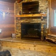 fireplace in wolf cabin