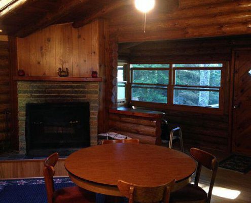 Bear Cabin Dining Table and Fireplace